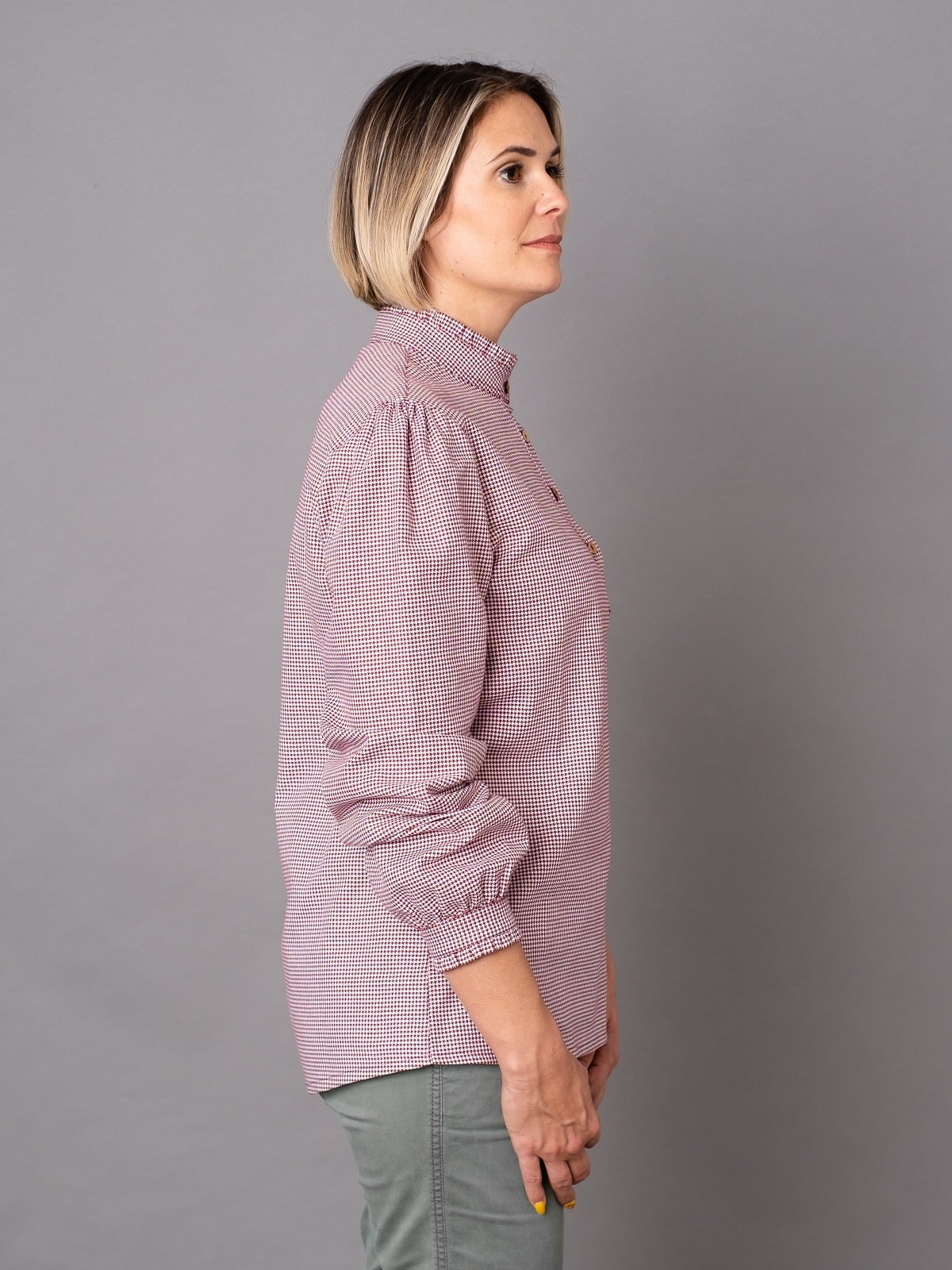Rüschenbluse Arth bordeaux & blau