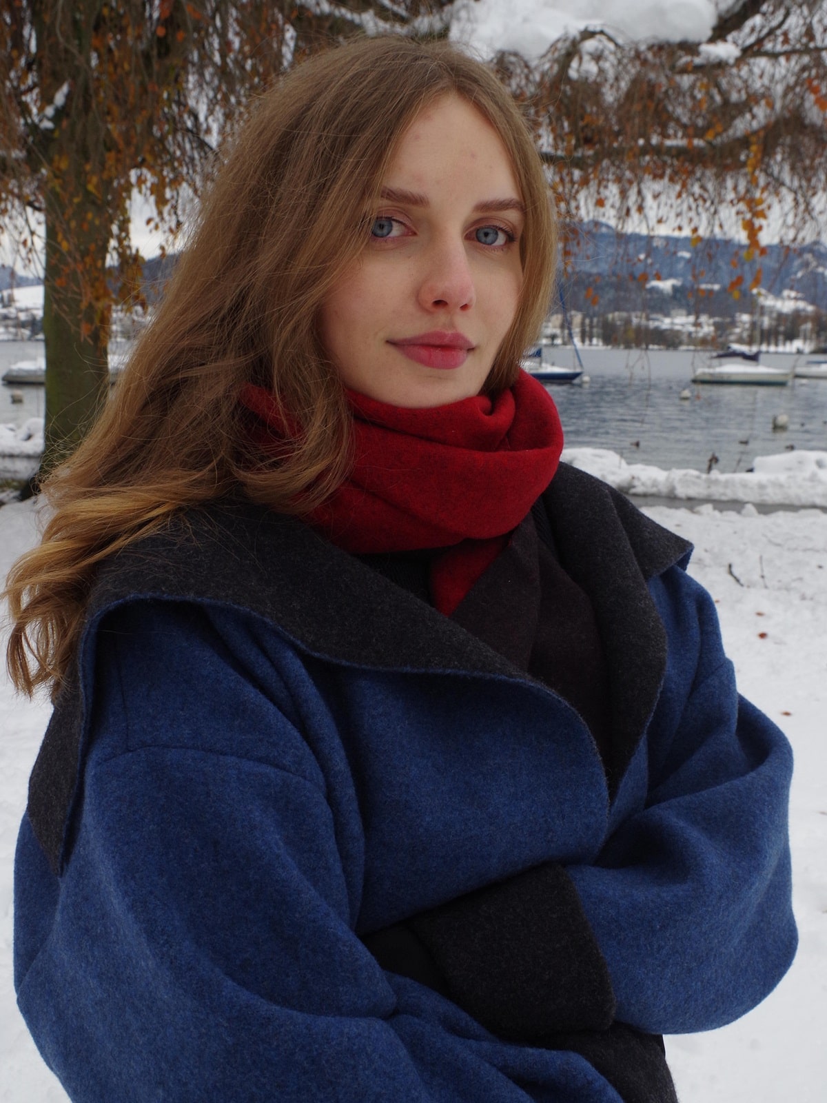 Wollmantel Samedan in Blau - Swiss Made