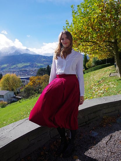 NEU: Ballonrock CORDas bordeaux Lang - Swiss Made