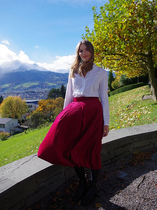 NEU: Ballonrock CORDas bordeaux Lang - Swiss Made