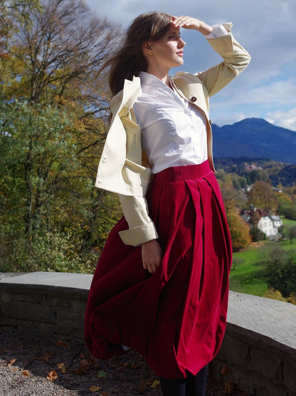 NEU: Ballonrock CORDas bordeaux Lang - Swiss Made