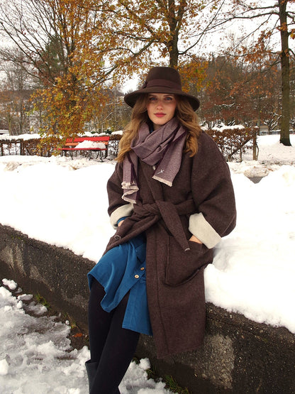 Wollmantel Samedan in Braun - Swiss Made