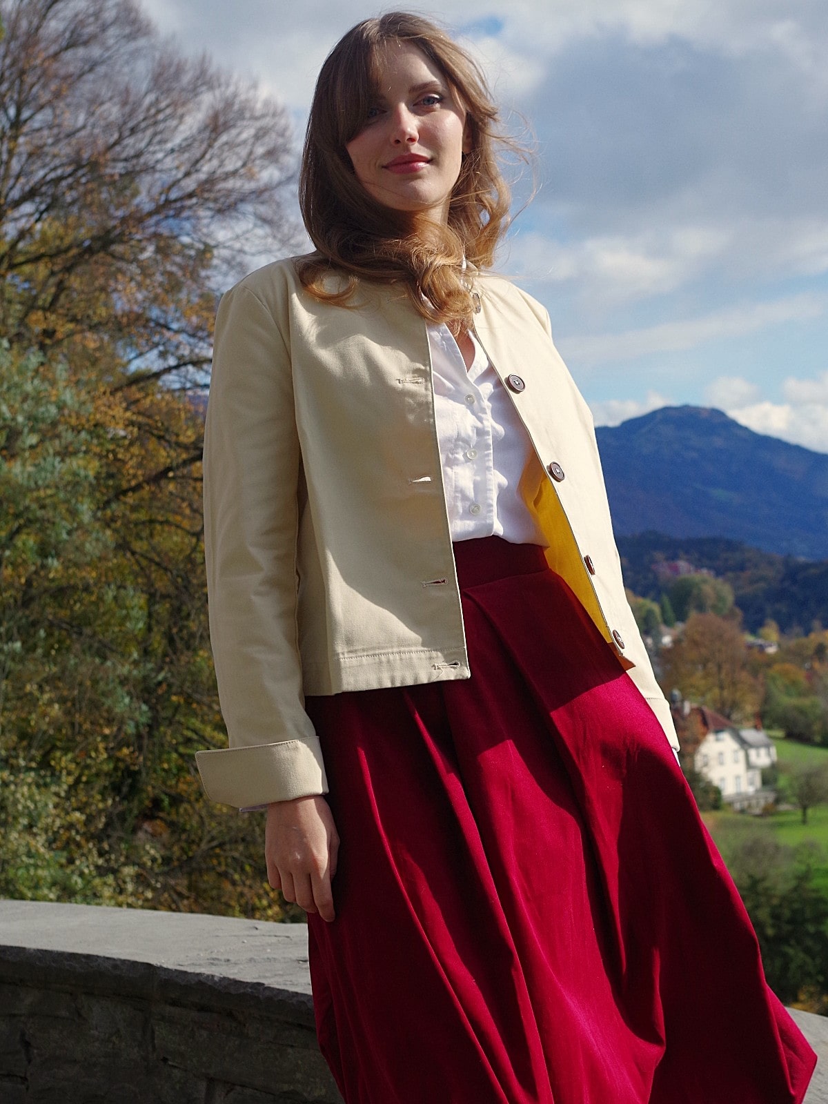 NEU: Ballonrock CORDas bordeaux Lang - Swiss Made