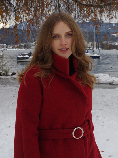 Wolljacke Samedan in Rot - Swiss Made