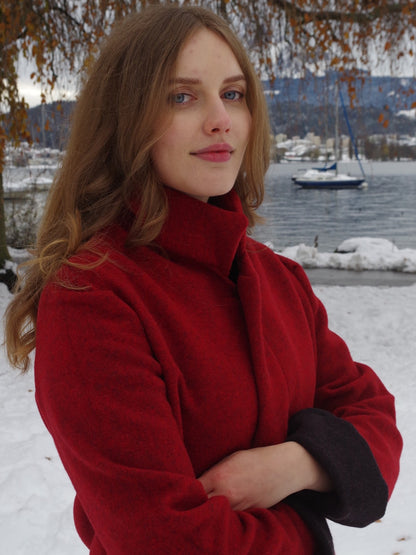 Wolljacke Samedan in Rot - Swiss Made