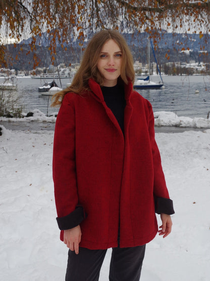 Wolljacke Samedan in Rot - Swiss Made