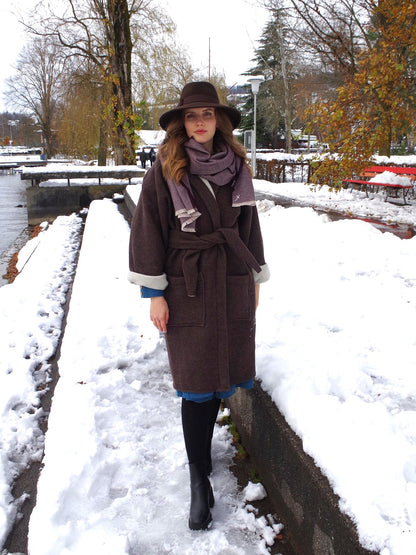 Wollmantel Samedan in Braun - Swiss Made