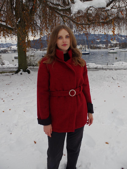 Wolljacke Samedan in Rot - Swiss Made