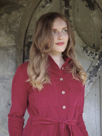 Kleid CORDas in bordeaux & mattblau