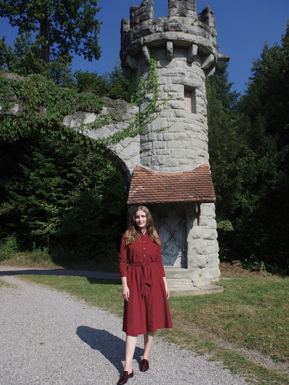 Kleid CORDas in bordeaux & mattblau