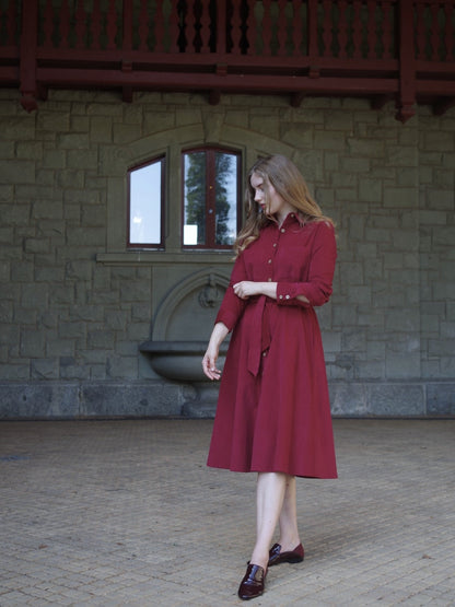 Kleid CORDas in bordeaux & mattblau