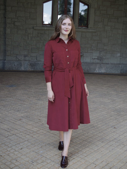 Kleid CORDas in bordeaux & mattblau