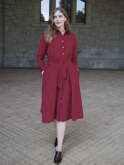 Kleid CORDas in bordeaux & mattblau