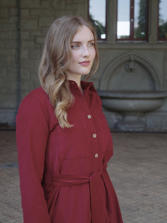 Kleid CORDas in bordeaux & mattblau