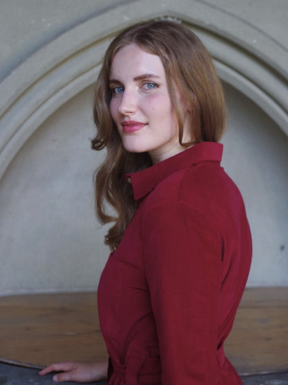 Kleid CORDas in bordeaux & mattblau